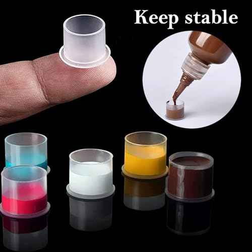 Ink Caps Cups, Urknall 1000pcs Ink Caps with Base #17mm Large Tattoo Ink Cups Tattoo Caps for Ink Tattoo Ink Cups Pigment Cups Tattoo Plastic Cap(#17MM)