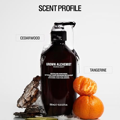 Grown Alchemist Revitalize Hand Wash ? Natural Liquid Hand Soap with Ylang Ylang, Tangerine & Cedarwood ? Gentle, Hydrating Kitchen & Bathroom Soap, Botanical Cleanser for Sensitive Skin, 500mL