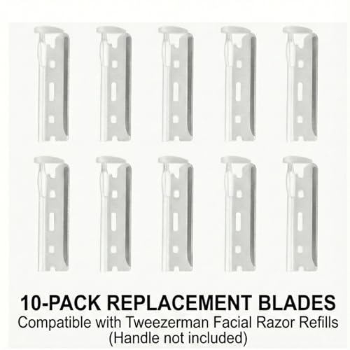 Compatible with Tweezerman Facial Razor Refills,10Pcs Fit for Tweezerman Razor Blade Refills,Achieve Smooth, Radiant Skin by Exfoliating and Removing Peach Fuzz