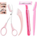 4PCS Eyebrow Trimmer Set, Eyebrow Trimmer Scissors with Comb, Curved Eye Brow Razor, Long Eyebrow Knife, Protable Razor, Waterproof Stainless Steel Facial Body Hair Removal Grooming