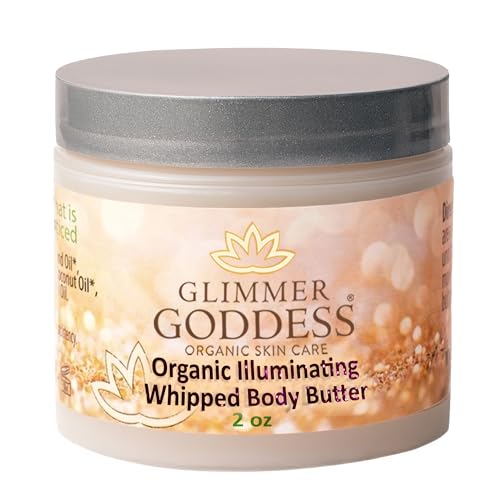 Glimmer Goddess Shimmer Body Butter with Organic Whipped Shea Butter for Hydration, Moisturizing & Silky Natural Glow - Bronze Subtle, 2 oz