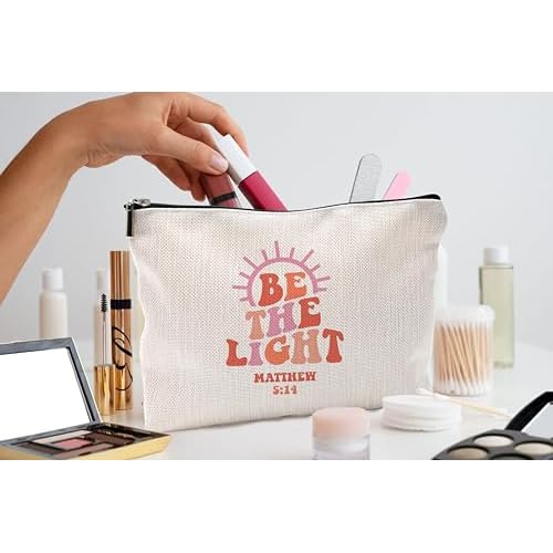 Christian Gifts for Women,Bible Verse Makeup Bag,Be The Light Cosmetic Bags With Zipper,Makeup Bag Gifts for Christian Women