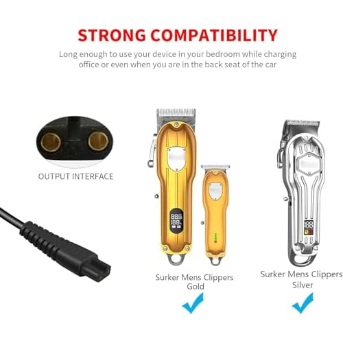 MEROM Charger Cord Compatible with SURKER Mens Hair Grooming Trimmer K7S K7S-Silver K7S-Gold K9S SK-1616 Replacement Hair Clipper Power Cable