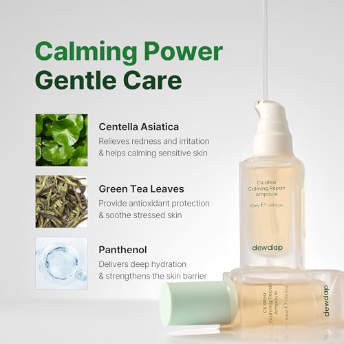 Cicatea Calming Repair Serum, Centella Ampoule, Soothing Moisturizing Serum with Panthenol for Sensitive Skin, Korean Skin Care (1.69 Fl Oz / 50ml)