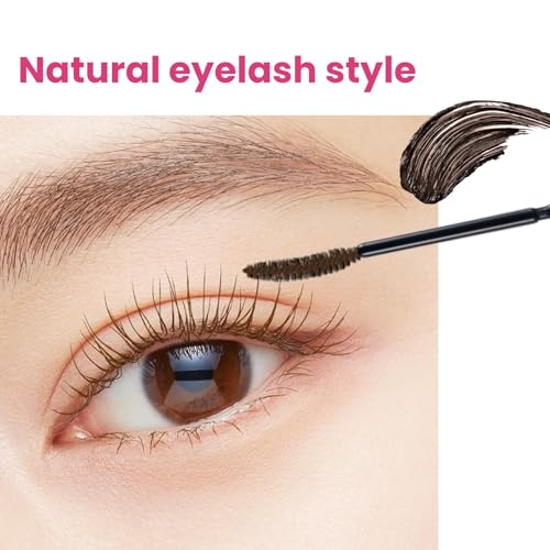 HEROINE MAKE by KISSME Brown Mascara Waterproof, MASCARA Volume and Length with Argan Oil, Camellia & Wild Rose Oil, Smudge-Proof and Long-Lasting Mascara for Women, Made in Japan, DARK BROWN, 1EA