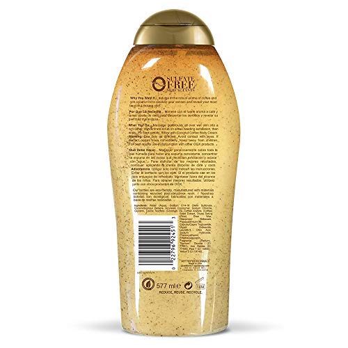OGX Smoothing + Coconut Coffee Exfoliating Body Scrub with Arabica Coffee & Coconut Oil, Moisturizing Body Wash for Dry Skin, Paraben-Free with Sulfate-Free Surfactants, 19.5 Fl Oz (Pack of 2)