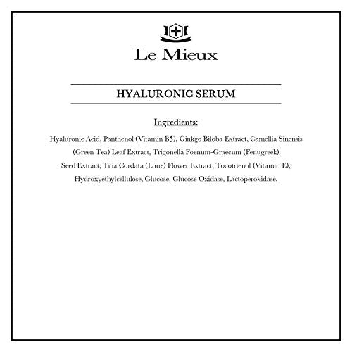 Le Mieux Hyaluronic Serum - Concentrated Hyaluronic Acid Facial Hydration Complex, Anti Aging Moisture with No Parabens or Sulfates (1 oz / 30 ml)