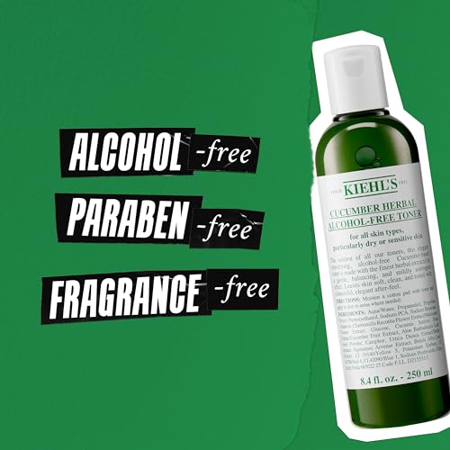 Kiehl's Cucumber Herbal Alcohol-Free Toner, Gentle Facial Toner for Dry & Sensitive Skin, Leaves Skin Feeling Fresh, with Cucumber Extract, Paraben-free, Non-drying Formula, Fragrance-free