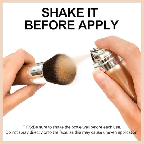 Erinde Airbrush Foundation Spray, Silk Airbrush Spray Foundation and Kabuki Brush, Flawless Coverage for Smooth Creamy Nude Finish, Blendable Long-Lasting Makeup Primer, 02# Beige