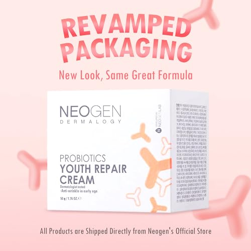 [K-Beauty] Neogen Dermalogy Probiotics Youth Repair Skin Cream Face Lotion w/Superprobiotics, Collagen & 11 Peptides Skin Repair Cream 1.76 oz