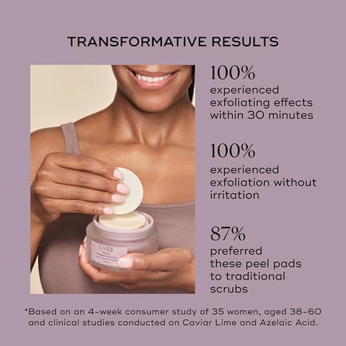 EVER Reveal 60-Pad Refill Biomimetic Peel Pads with LSR10 ? Daily Exfoliating Treatment (Azelaic + Caviar Lime)