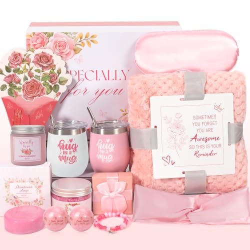 Valentines Day Gifts for Her -12 Pcs Birthday Gifts for Women Mom Her Best Friend Sister Grandma, Self Care Gift Get well Relaxing Spa Thank you Sympathy Gift Basket Set