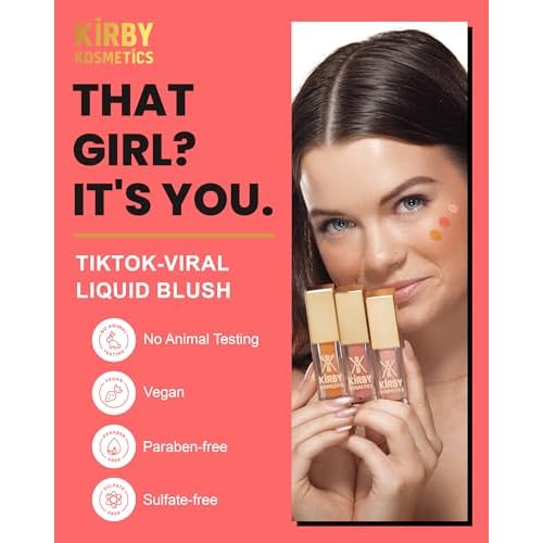 Liquid Blush - TikTok-Viral Natural Flush Cheek Color with Collagen & Glycerin for Radiant Dewy Glow - Vegan High-Pigment Makeup for Konfident, Beautiful Skin - Passionate Peach