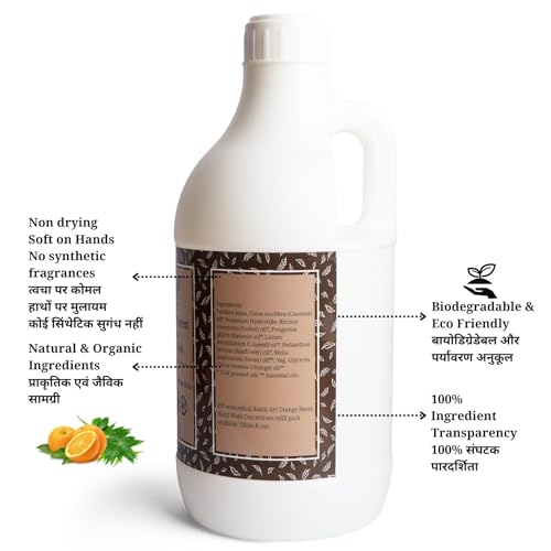 Organic Orange Neem Hand Wash | Soap based | Liquid Refill Pack | 1100mL (1100mL)