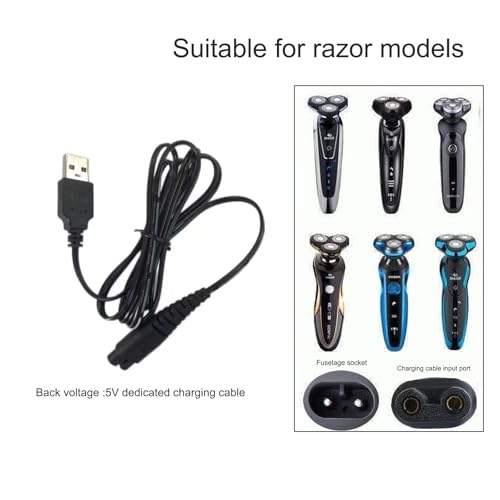 USB Charger Cord for Hatteker, 5FT Black Charging Cable Fit for RFC-588 RFC-598 RFC-690 RFC-692 RFC-696 RSCX-7568 RSCX-9598 Beard Trimmer & Shaver Razor Replacement Power Cord(2 Pack)