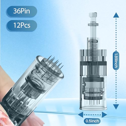 Microneedling Derma Roller Pen Cartridges (12pcs* 36 pin 0.25mm) For M8,M7 At Home Use