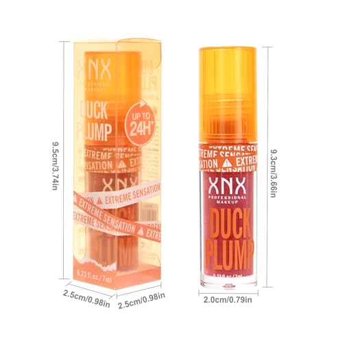 High Pigment Plumping Lip Gloss with Spicy Ginger, Vegan Lip Makeup, Hydrating Plumping Booster Moisturizing Volumizing Lip Gloss
