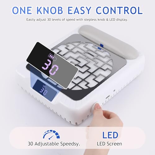 Rechargeable Nail Dust Collector, Professional Dust Collector Nail Tech with LED Display, Powerful Adjustable Nail Dust Cleaner Machine for Acrylic Nail Polishing & Salon use