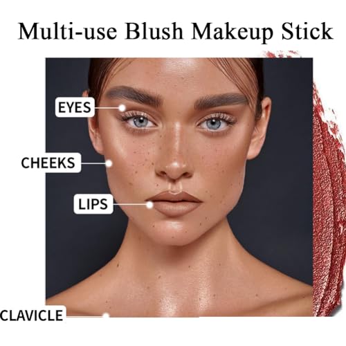 Orange Cream Blush Stick for Cheeks, Waterproof Face Cream Makeup Blush Stick, Long-Lasting Multi-use Blush Makeup Stick, Natural-Looking, Lightweight Skin Tint Blush Makeup for All Skin