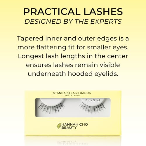 Best False Lashes for Hooded Eyes - Extra Small Doll Lash - Ultra Natural Strip Eyelashes for Hooded and Mature Eyelids - Weightless, Hypoallergenic Real Hair - Hannah Cho Beauty