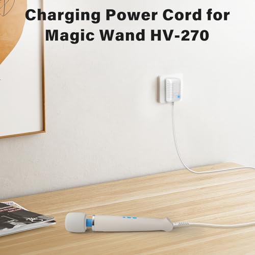 Replacement Charger Cord Compatible with Magic Wand HV-270, Power Cord Charging Cable for Magic Wand HV-270 Massager (White)
