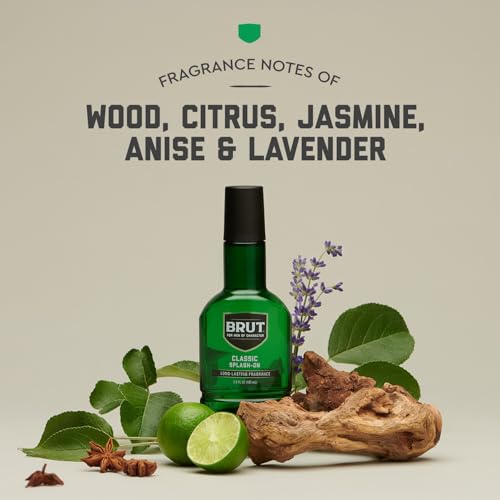 Brut Splash-On Original Fragrance - Bold, Masculine Cologne for Men - Long Lasting Mens Fragrance With Spicy Woods, Floral, and Citrus Notes - 3.5 oz