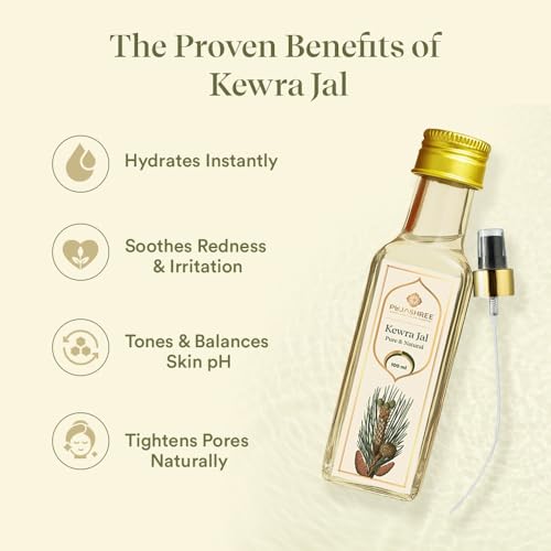 Pujashree Pure Kewra Jal - 100ml Glass Bottle with Spray Pump | Organic & Natural Kewra Water | Face Toner for Skin & Face Glow | Kewda/Kevda/Keora Water for Cooking Flavour Essence