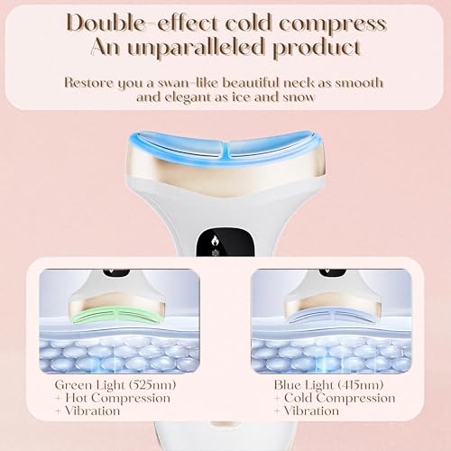 Rylynn Cold Heat Facial Body Massager, Wide-Curved Sculpting Tool for Face Depuffing, Neck and Chest Lifting, 7 Modes Smart Touch Vibration with Red Light for Lymphatic Drainage