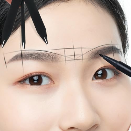 Brow Measuring Tool for Mapping, Stainless Steel Compass Eyebrow Ruler for Microblading Eyeliner Semi Permanent Makeup (Golden)
