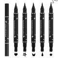 5Pcs Liquid Winged Eyeliner Stamp Pen Set, Dual-Ended Liquid Eyeliner for Perfect Wing Cat Eyes, Waterproof Smudge-Proof Stamp for All Eye Shapes (Star,Heart,Flower,Butterfly,Triangle)