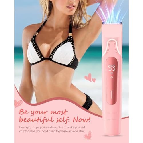 2026 Upgrade Bikini Trimmer for Women, 2 in 1 Electric Shaver with LED Display, IPX7 Waterproof Pubic Hair Trimmer, Rechageable Womens Electric Razor for Armpit Leg Body Facial (Pink)