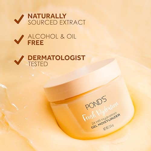 POND¡¯S Fresh Hydration Gel Moisturizer ? 24 HR Hydration with Orange Extract & Vitamin C ? Alcohol & Oil-Free Face Moisturizer ? Dermatologist Tested, 3.4 oz