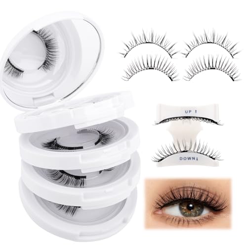 Magnetic Eyelashes with Applicator Reusable Natural Look Lashes No Glue Needed Waterproof Soft Magnetic Lashes Easy to Wear and Remove(4pairs,079+B01)