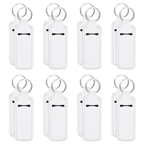 16PCS Sublimation Chapsticks Holder Blanks Keychain Chapsticks Holder Neoprene Lipstick Holder Keychain Lip Balm Holder Travel Key Ring Holder for Purse, Backpack Women DIY Ornament Crafts Supplies