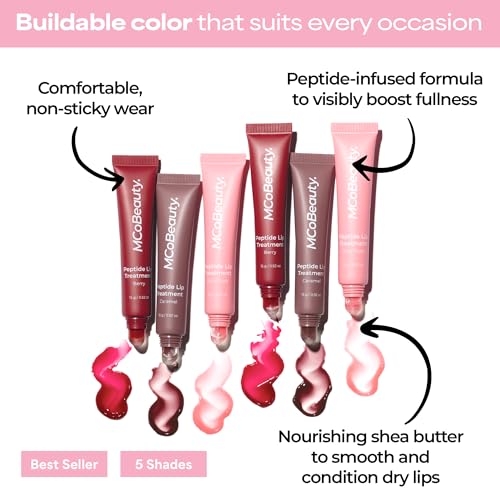 MCoBeauty - Peptide Lip Treatment - Fairy Floss - Sheer Pink Shade - High Gloss Peptide Lip Balm & Plumper with Shea Butter - Hydrating Conditioning Lip Glaze for Soft Smooth Lips - Cruelty Free
