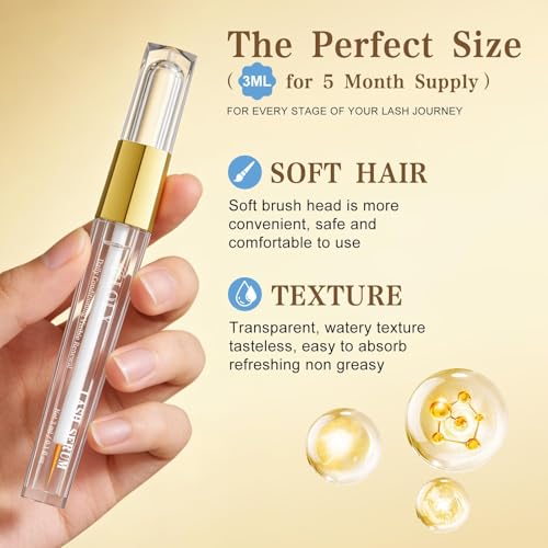 Lash Serum for Eyelash Growth, Peptide Infused Formula - Visible Results in 7 Days Rapid Eyelash Growth Serum to Boost Longer Fuller and Thicker Looking Lashes for Sensitive Eyes (3 mL)