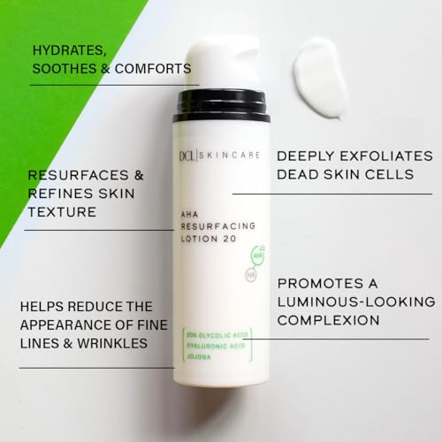 DCL Skincare AHA Resurfacing Lotion 20 with 20% Glycolic Acid, High-Strength Exfoliating Treatment, 1.7 fl oz