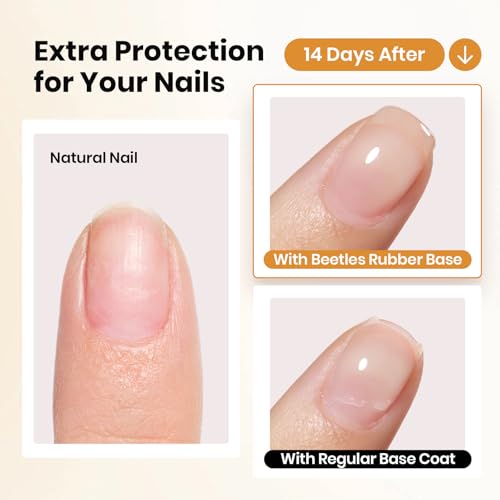 Beetles 15ml Rubber Base Builder Nail Gel - Clear Color Base for Nails Strengthening, Thickening and Sculpting, Soak Off UV LED Long Lasting for Weak and Damaged Nails