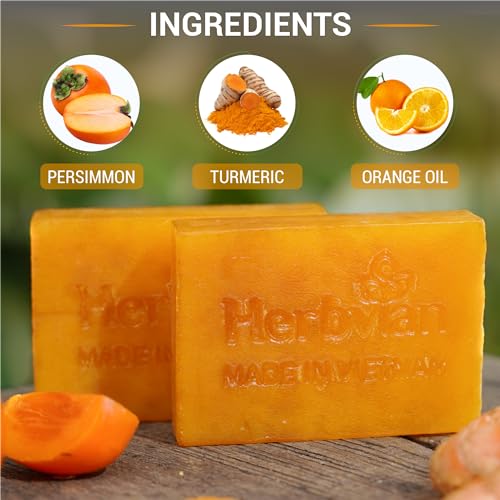 2 Pcs Vietnamese Persimmon Soap Bar with Turmeric, Natural Controls Body Odor, Deodorant Body Soap for Old People Smell Soap for Old People Smell, Soap For Face & Body with Orange Essential Oil