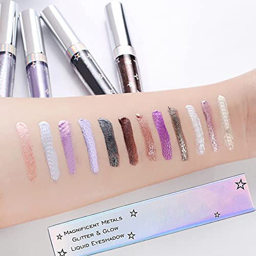 Liquid Eyeshadow 12 Colors Long Lasting Waterproof Shining Shimmer Glitter Eyeline liquid Matte Eyeshadow,Girls Silver Liquid Eyeshadow for Party Festival Makeup Beauty