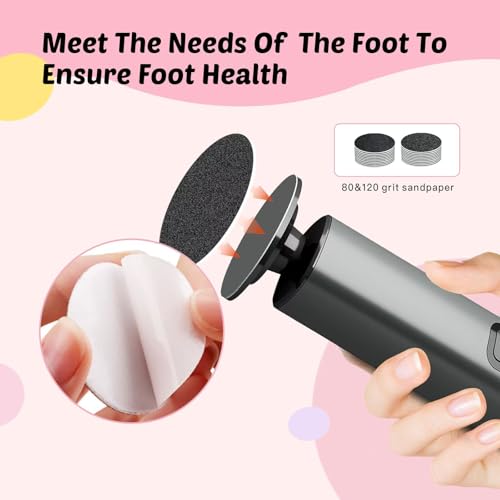 Electric Foot Callus Remover, 9-Speed for Dead Skin, Aluminum Alloy, Nano Glass Disc, Type-C Rechargeable, Replacement Discs, Storage Case ? Spa Pedicure, Relaxing Self-Care (Gunmetal)
