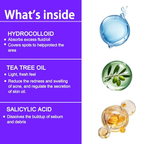 Star Pimple Patches for Face - Cute Heart & Star Hydrocolloid Acne Patches with Tea Tree & Salicylic Acid, 200 Count, 5 Colors, 4 Sizes (10-14mm), Ultra-Thin Spot Stickers