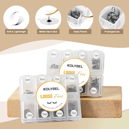 Premade Fans Eyelash Extensions 600 Fans 12D Handmade Volume Lashes Extensions 0.05mm Thickness 8-15mm D Curl Premade Volume Eyelash Extension Middle Stem Promade Lashes(600Fans-12D-0.05D,8-15mm)