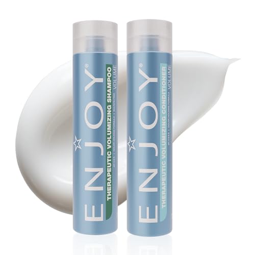 Enjoy Therapeutic Volumizing Shampoo & Conditioner Set for Fine & Thinning Hair, Aroma-Therapeutic Scalp Stimulating, Lightweight, Color-Safe Volume, pH 4.5-5.5, 10.1 Fl Oz
