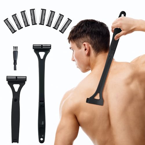 Foldable & Silicone Back Hair Body Shaver Refill Cartridges,3 Blade Razor for Men, 10 Razors Included