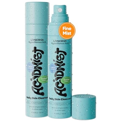 2 Pack Hypochlorous Acid Spray for Face & Body - 2 x 3.4 fl oz - Helps Reduce Redness and Breakouts - Multi-Purpose Travel Size Hypochlorous Spray - Topical Facial Skin Repair - pH-Balancing Toner