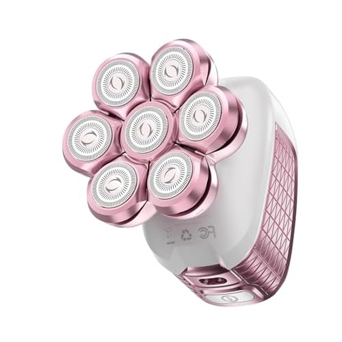 Electric Razors for Women Legs: 5-in-1 Electric Shaver with 7D Head - IPX6 Waterproof Wet Dry Hair Remover with LED Display & Travel Lock for Face Bikini (White Pink)