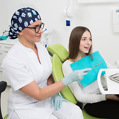 Honoson 6 Pcs Dental Scrub Caps Women Dentist Nursing Hats Adjustable Bouffant Nurse Hats Ponytail Turban Caps