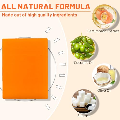 3 PCS Persimmon Soap Bar for Old People Smell, Natural Deodorant Body Face Bar Soap for Body Odor Control, Remove Bad Body Odor, Men & Women Deodorizing, Handmade Body Deeply Cleansing Bar Soap