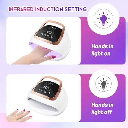 Wisdompark 268W UV LED Nail Lamp, Nail Dryer for Gel Polish, 4 Timers Curing Lamp Professional Nail Light, 66Pcs Uv Beads and Automatic Sensor (Gold) (Black)